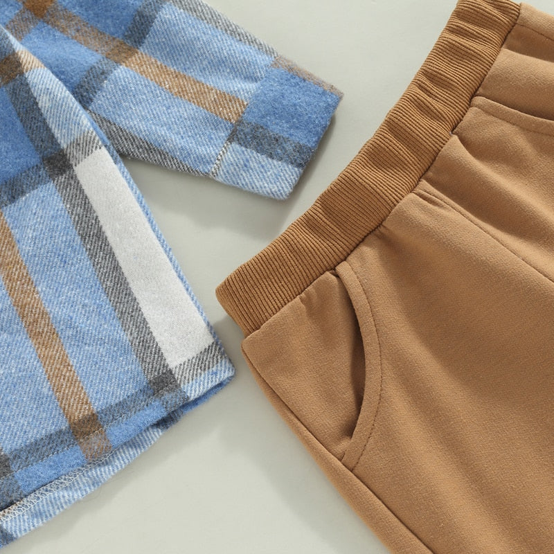 Plaid Hoodie Top with Solid Pants