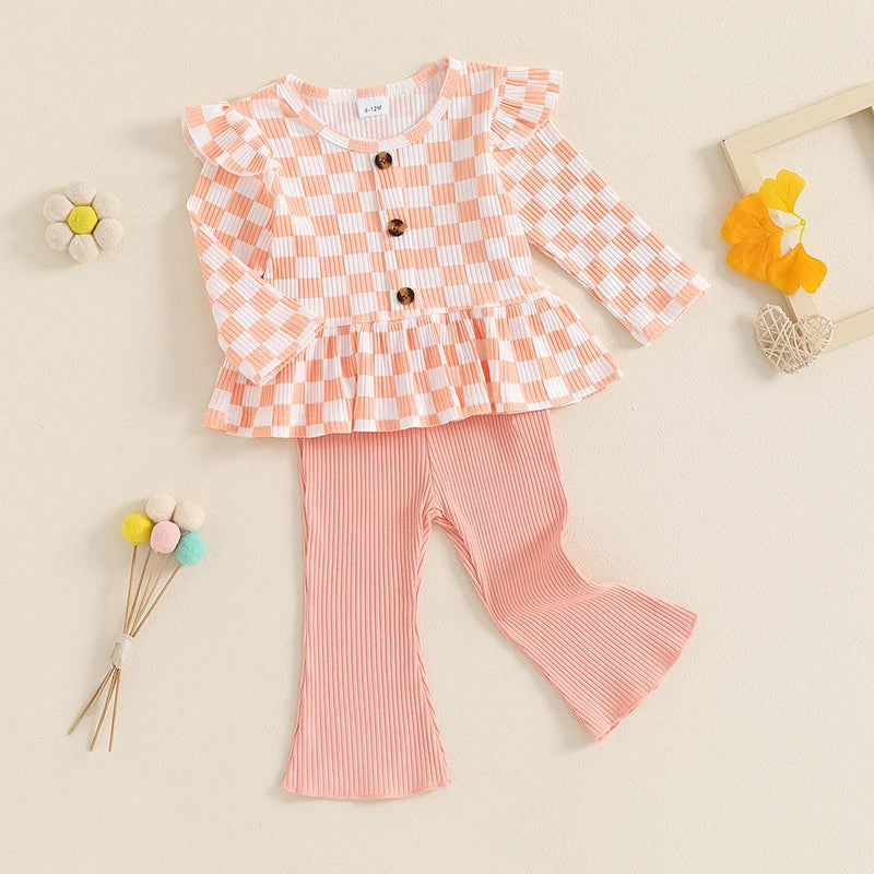 Ribbed Ruffles Patterned Top & Pants