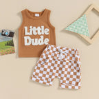 Little Dude Tank & Checkered Shorts