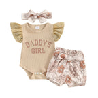 Daddy's Girl Floral Shorts & Bow Outfit