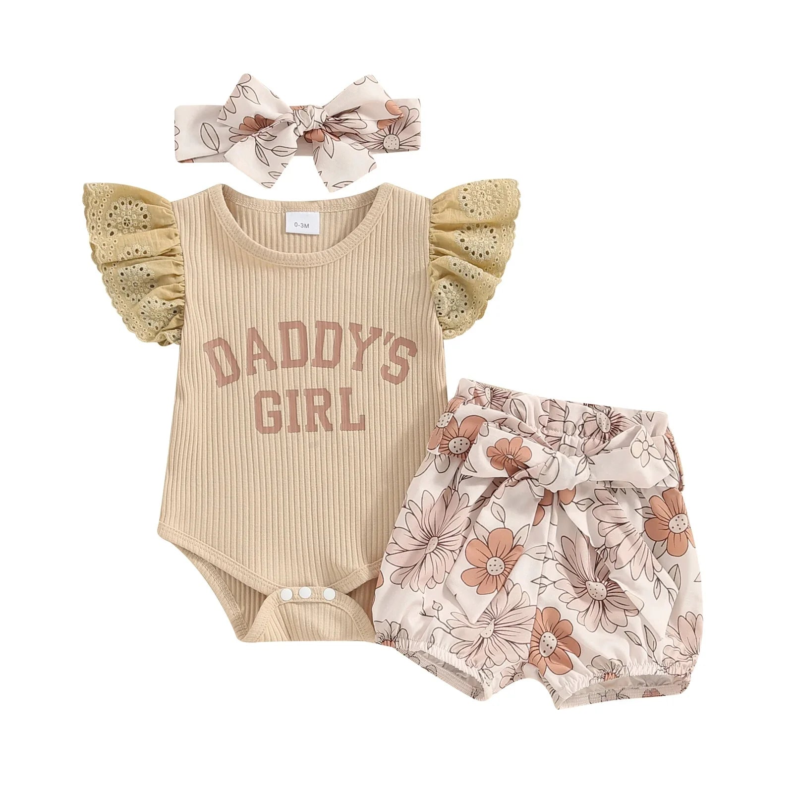 Daddy's Girl Floral Shorts & Bow Outfit