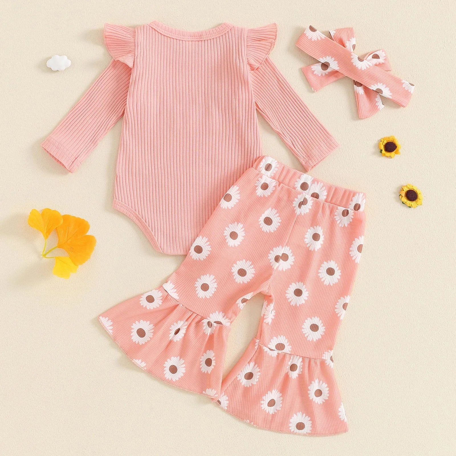 Daddy's Girl Flower Bell Bottoms Outfit