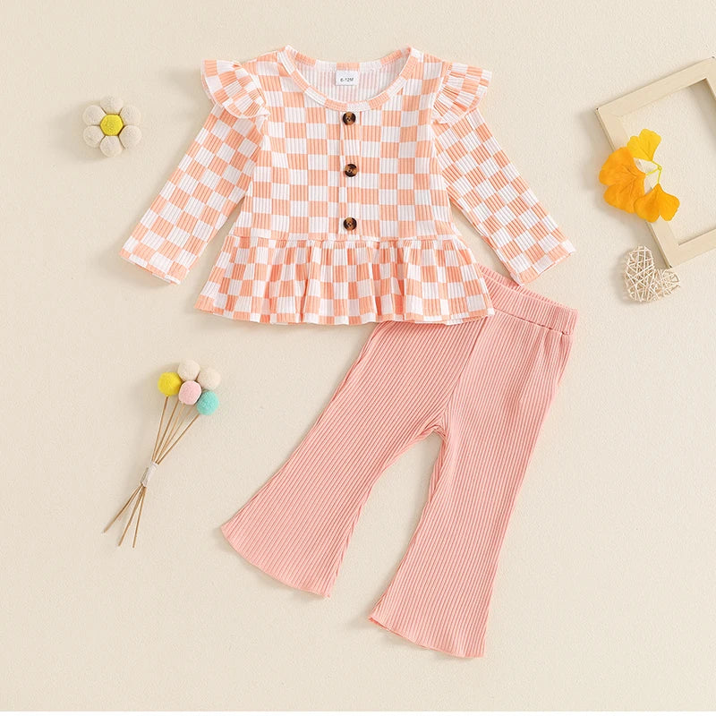 Ribbed Ruffles Patterned Top & Pants