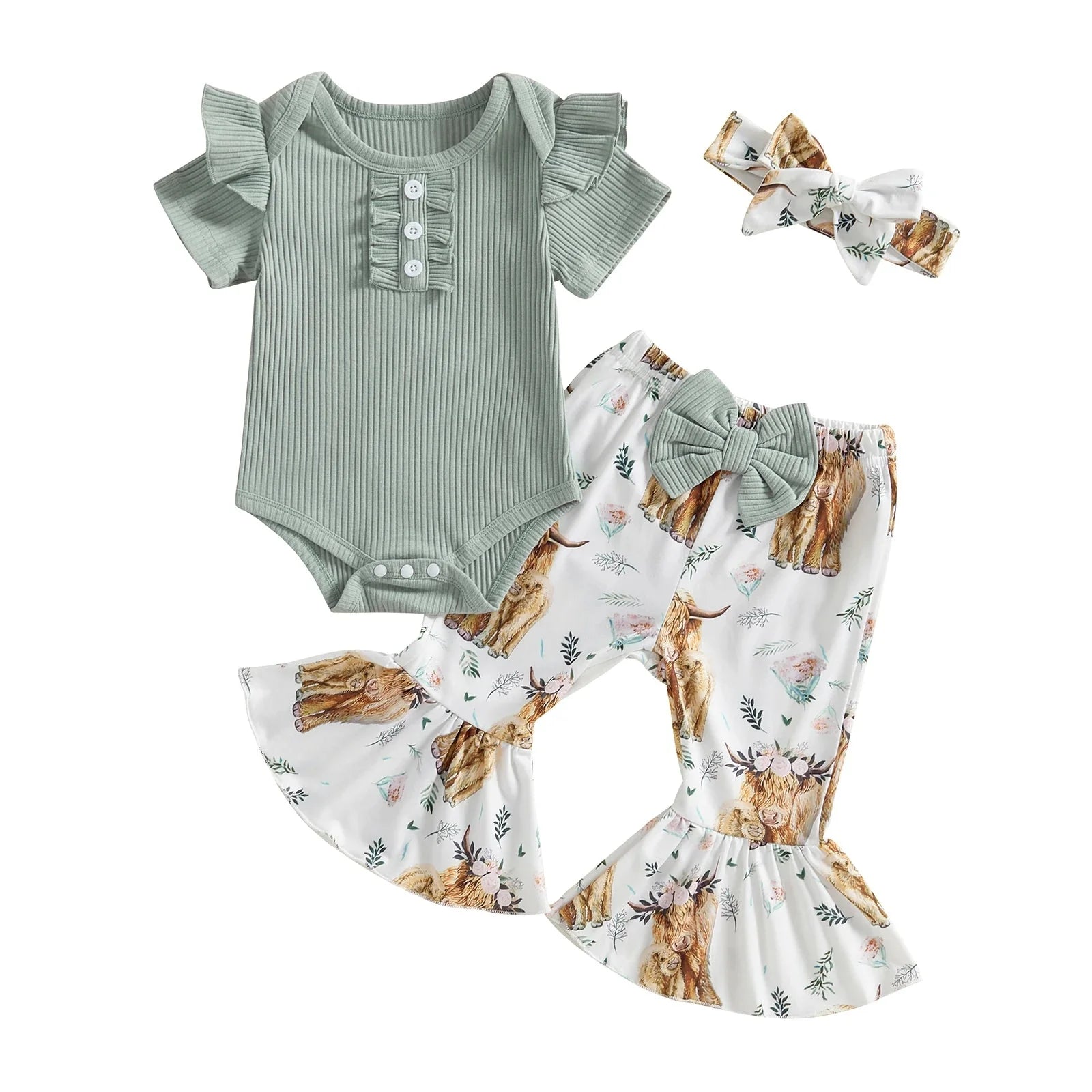 Aveline Floral Bell Bottoms Outfit & Bow