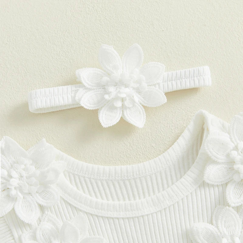 Ribbed Butterfly Flower Dress