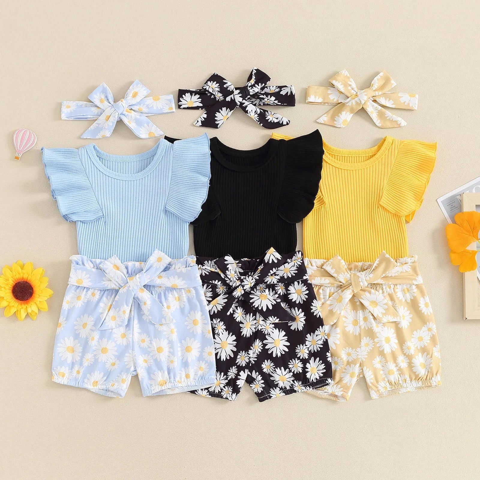 Ribbed Ruffles Daisy Shorts Outfit