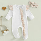 Solid Frill Footie Onesie & Bow