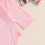Ruffle Sleeve Plaid Skirt Outfit & Headband