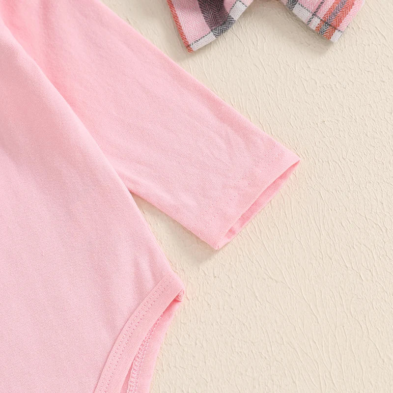 Ruffle Sleeve Plaid Skirt Outfit & Headband