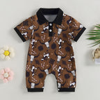 Western Boy Collared Romper