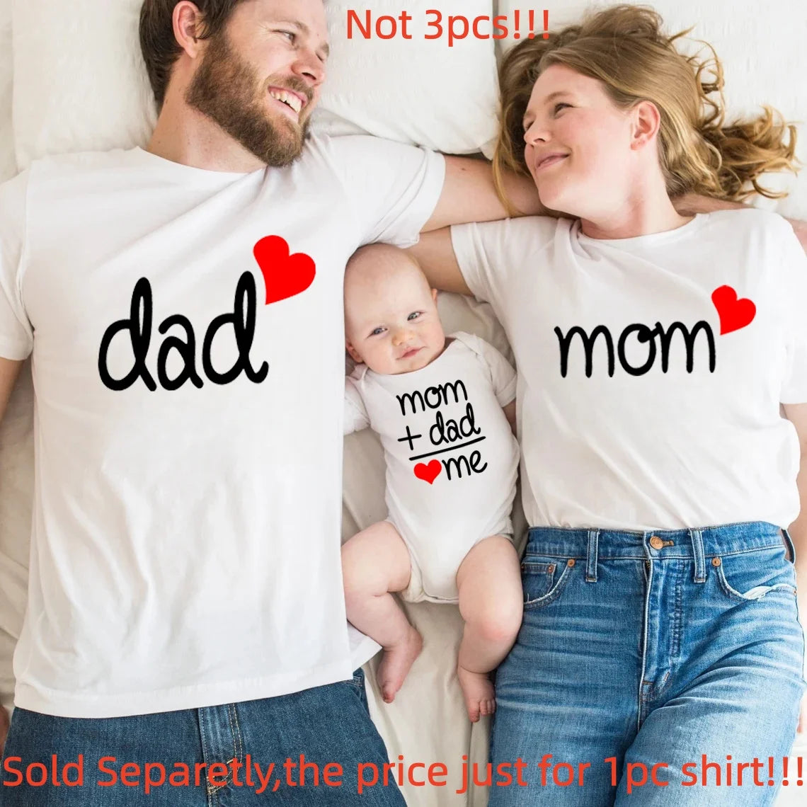 "Mom + Dad = Me" Family Matching T-Shirt & Baby Onesie