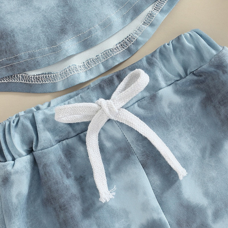 Hooded Pocket Tie Dye T-Shirt & Shorts