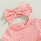 Solid Ribbed Onesie & Headband