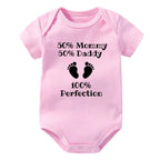 50% Mommy 50% Daddy 100% Perfection Onesie (Multiple Colors)