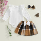 RaeAnn Ruffle Plaid Skirt Outfit & Headband