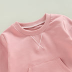 Solid Color Pocket Sweater with Pants