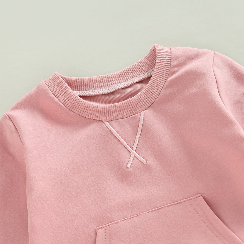 Solid Color Pocket Sweater with Pants