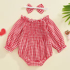 Ruffled Plaid Romper & Headband