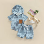 Hooded Pocket Tie Dye T-Shirt & Shorts