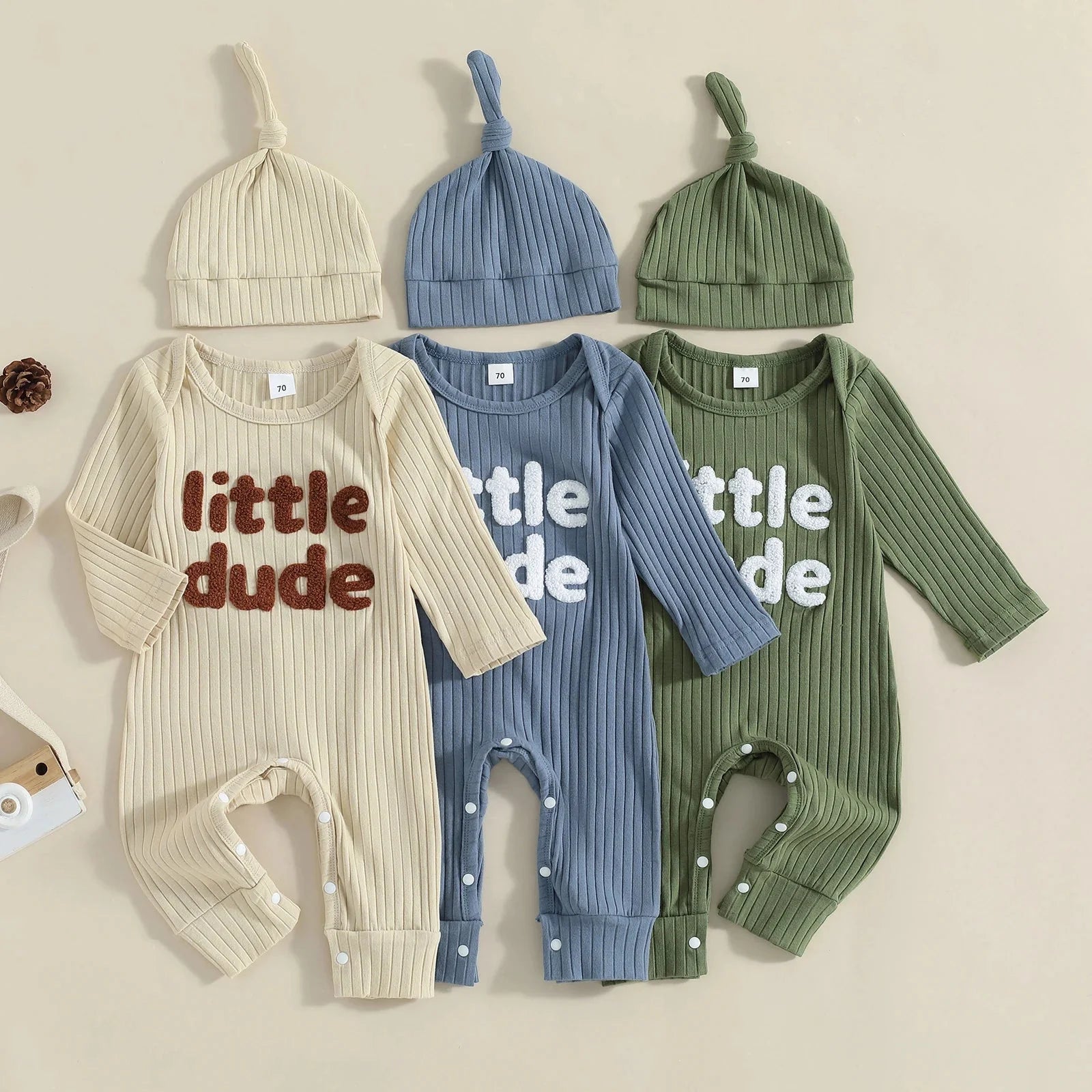 Ribbed Little Dude Onesie & Hat