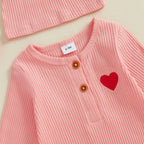 Ribbed Heart Onesie & Hat