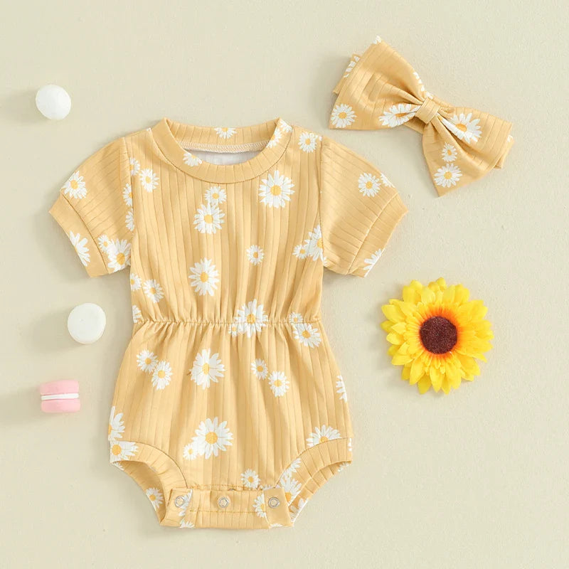 Ribbed Daisy Onesie & Headband