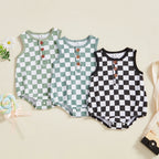 Checkered Button Onesie