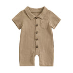 Solid Collared Button Romper