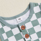 Checkered Button Onesie