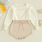 Long Sleeve Heart Knitted Romper