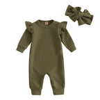 Solid Skye Ruffle Onesie & Bow