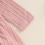 Solid Knit Bow Dress with Socks & Headband