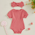 Solid Ribbed Mia Onesie & Headband