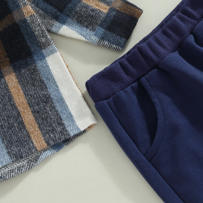 Plaid Hoodie Top with Solid Pants