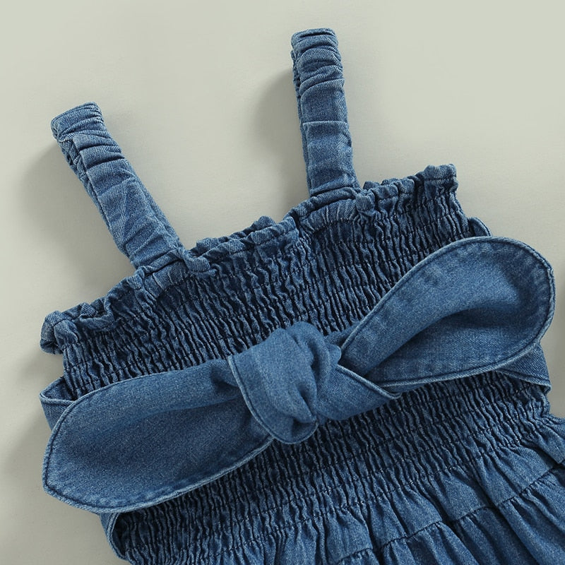 Denim Bow Summer Romper