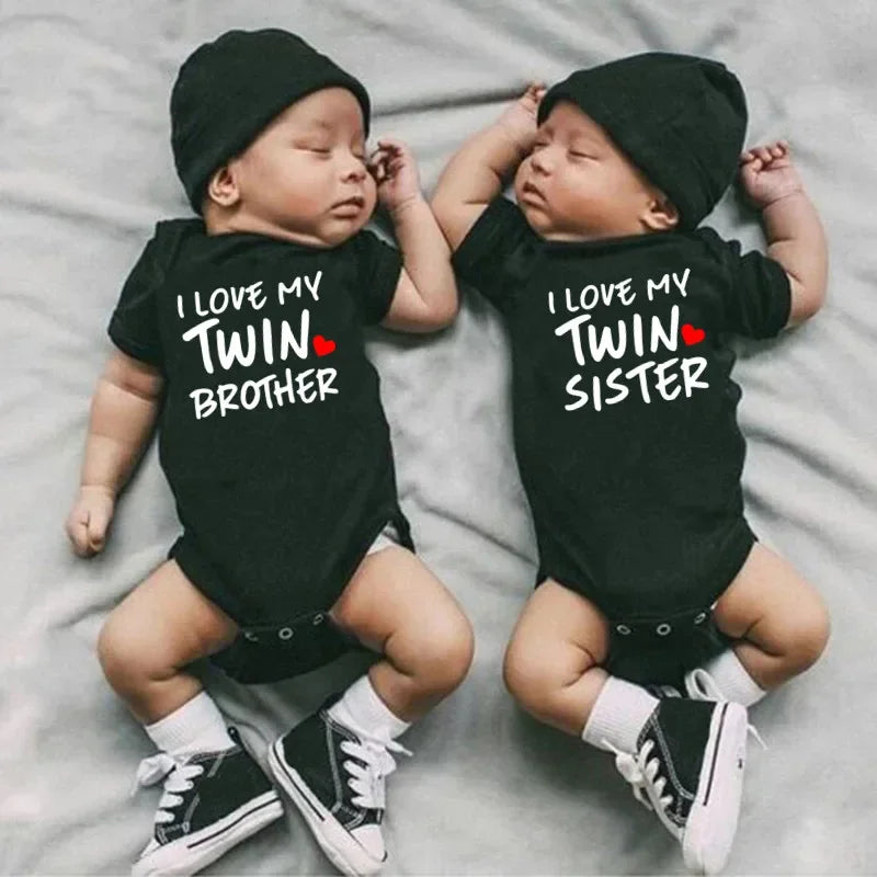 I Love My Twin Sister & Brother Baby Bodysuits 👶👶