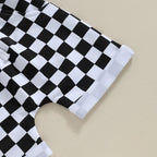 Hoodie T-shirt Checkered Shorts Set