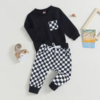 Checkered Plaid Pocket Top & Pants