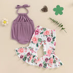 Boho Halter Floral Bell Bottoms Outfit
