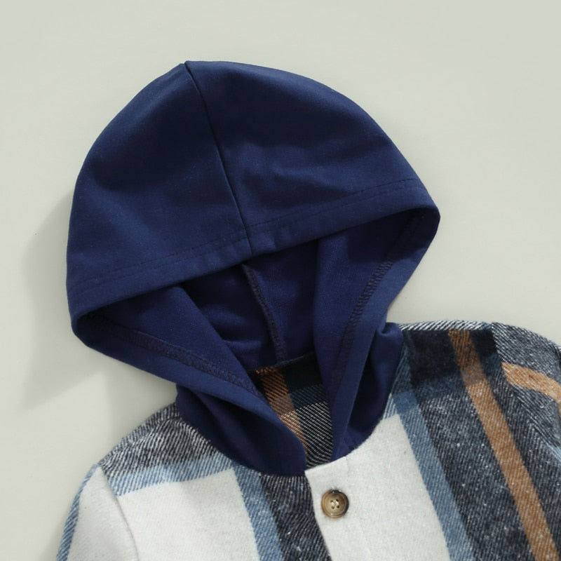 Plaid Hoodie Top with Solid Pants