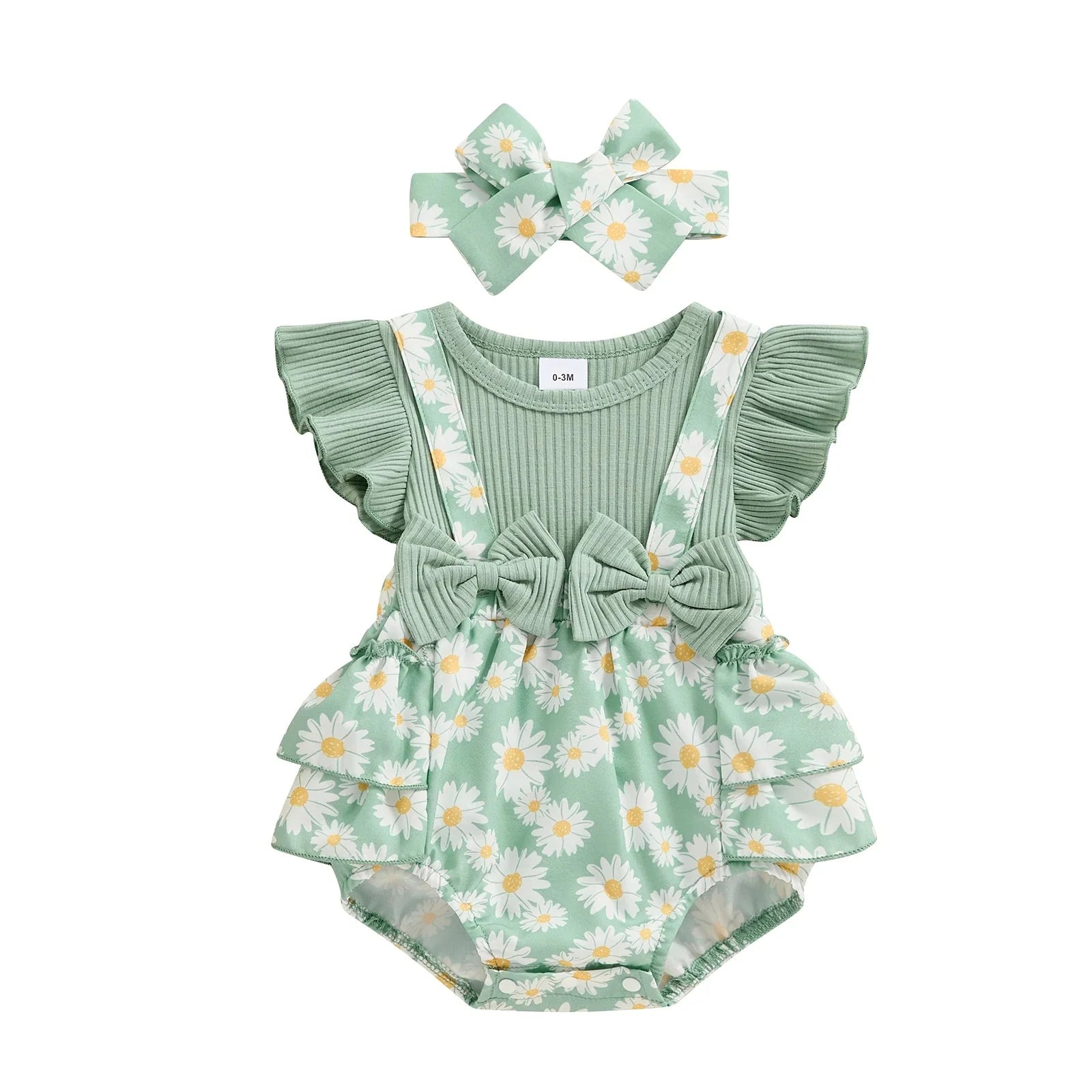 Ruffled Daisy Mae Romper & Bow