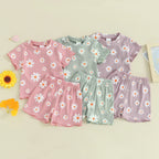 Ribbed Flower T-shirt & Shorts