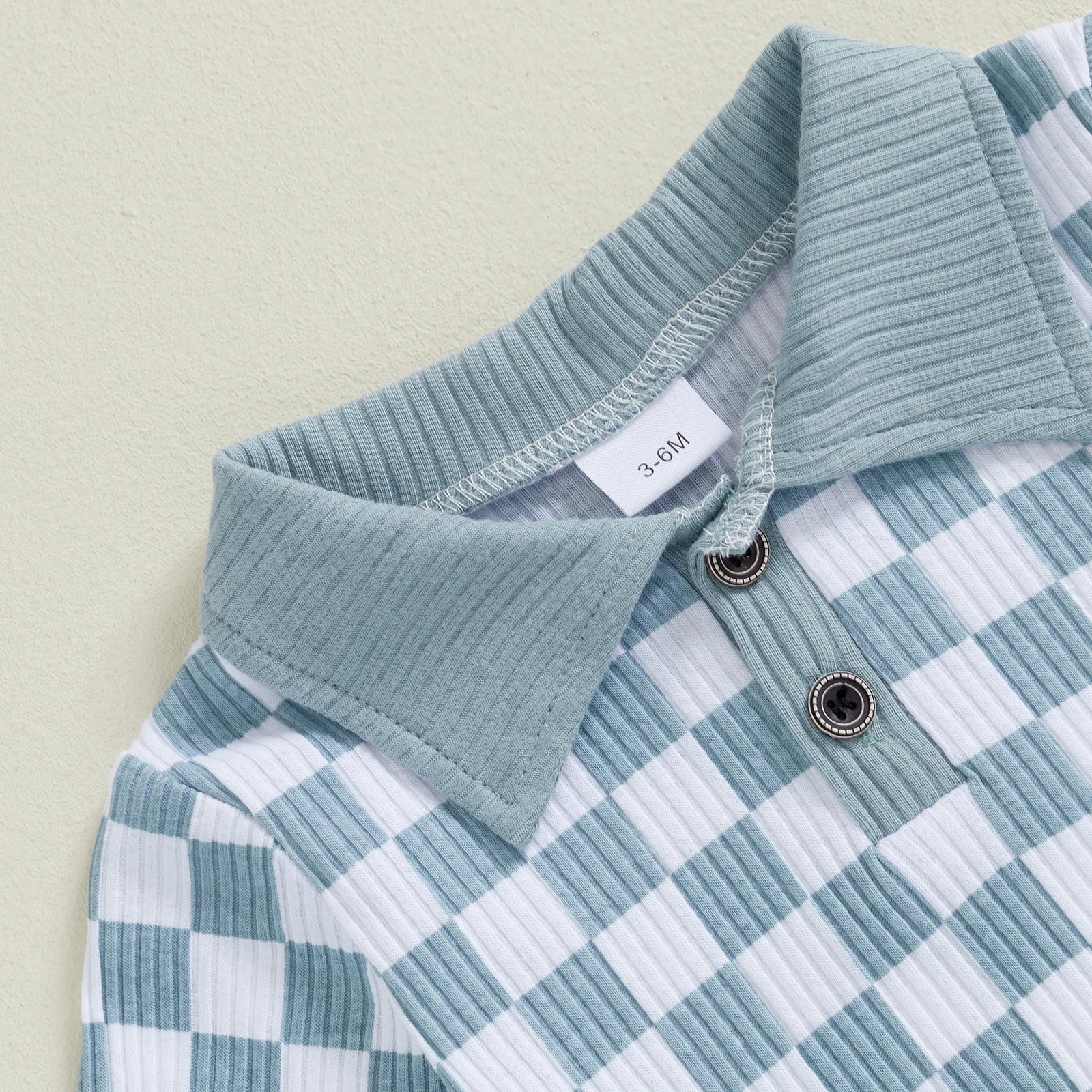 Collared Ribbed Checkered Outfit