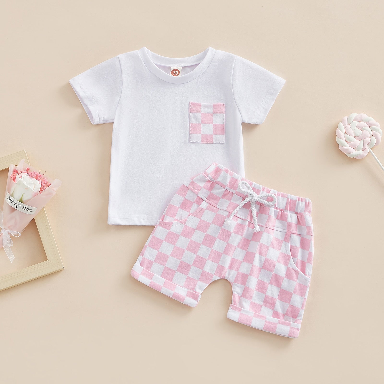 Checkered Pocket T-shirt & Shorts