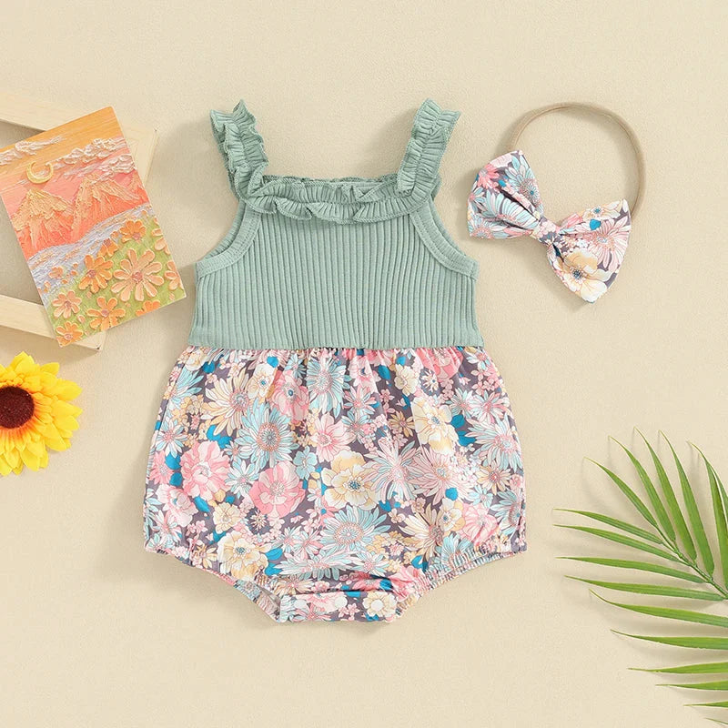 Floral Summer Selva Romper & Headband