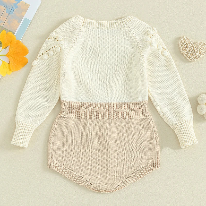 Long Sleeve Heart Knitted Romper