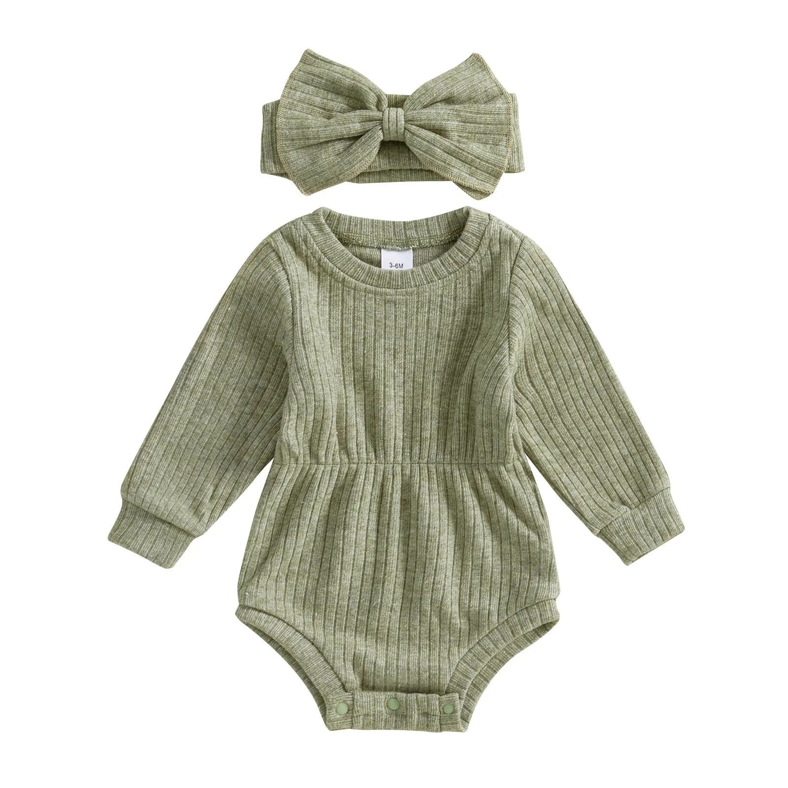 Solid Shaila Ribbed Onesie & Headband