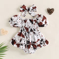 Cow Print Romper Dress with Bow