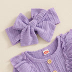 Purple Ruffles Romper 3 Piece Set