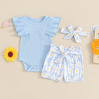 Ribbed Ruffles Daisy Shorts Outfit